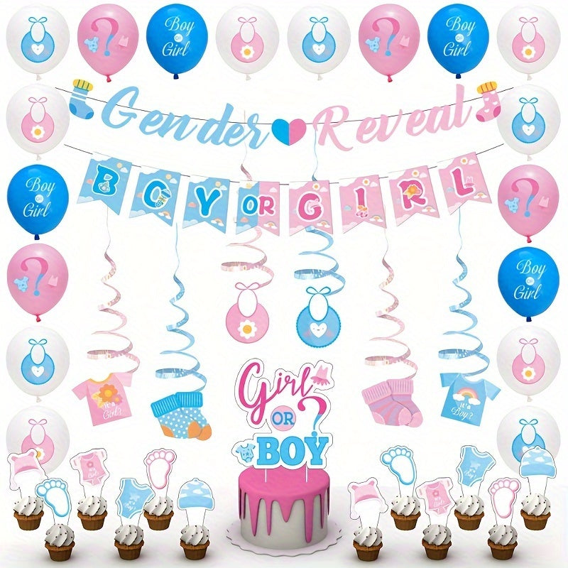 24pcs Gender Reveal Cake Insert Spiral Decoration Set