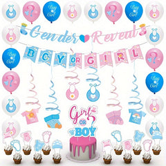 24pcs Gender Reveal Cake Insert Spiral Decoration Set