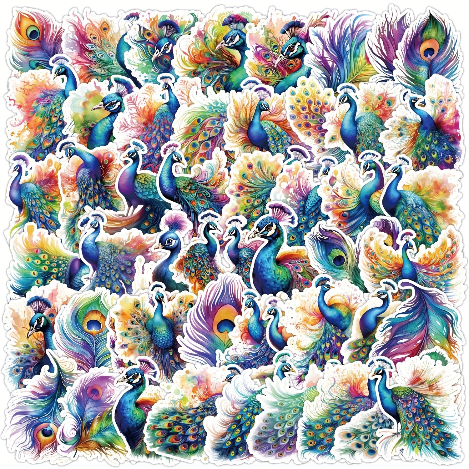 50pcs Peacock Series Stickers Motorcycle Laptop Waterproof DIY