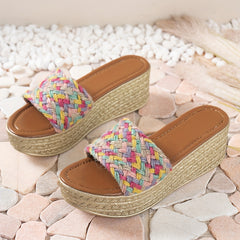 Women's Braided Platform Wedge Sandals with Non Slip Sole