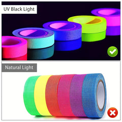 6pcs Fluorescent Cloth Tape Adhesive Neon Glow In The Dark Tape Matte 6 Colors