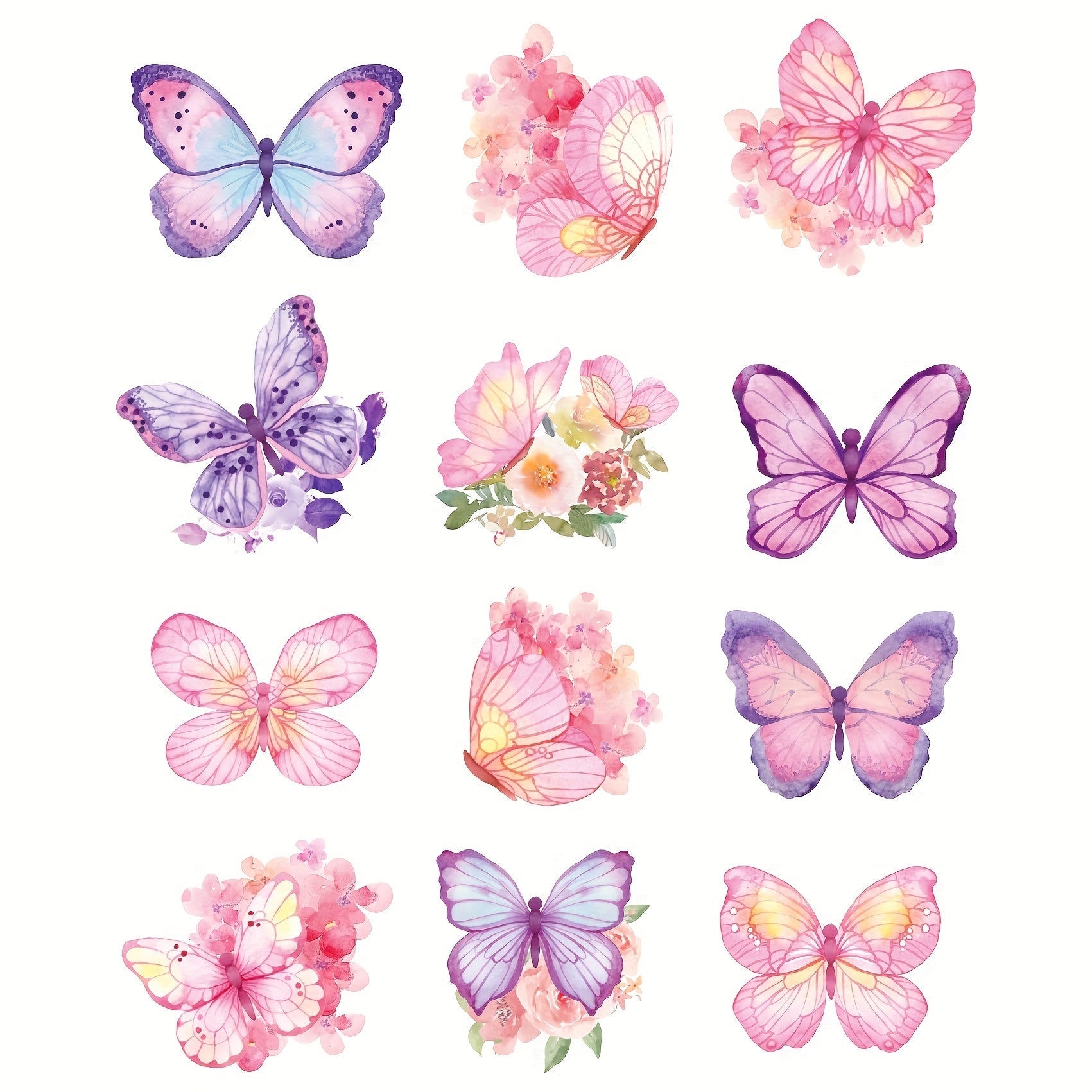 24pcs Watercolor Purple Butterfly Hanging Swirls Decorations