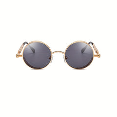 Vintage Steampunk Round Sunglasses with Case