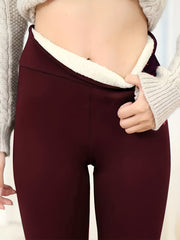 Fleece-Lined Yoga Pants Medium Stretch Warm Leggings Women's Activewear