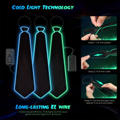 LED Light Up Ties For Men Adjustable Christmas Novelty Neckties