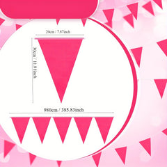 9.8m Solid Pennant Banners Flags for Grand Opening Carnival Birthday Party Pink