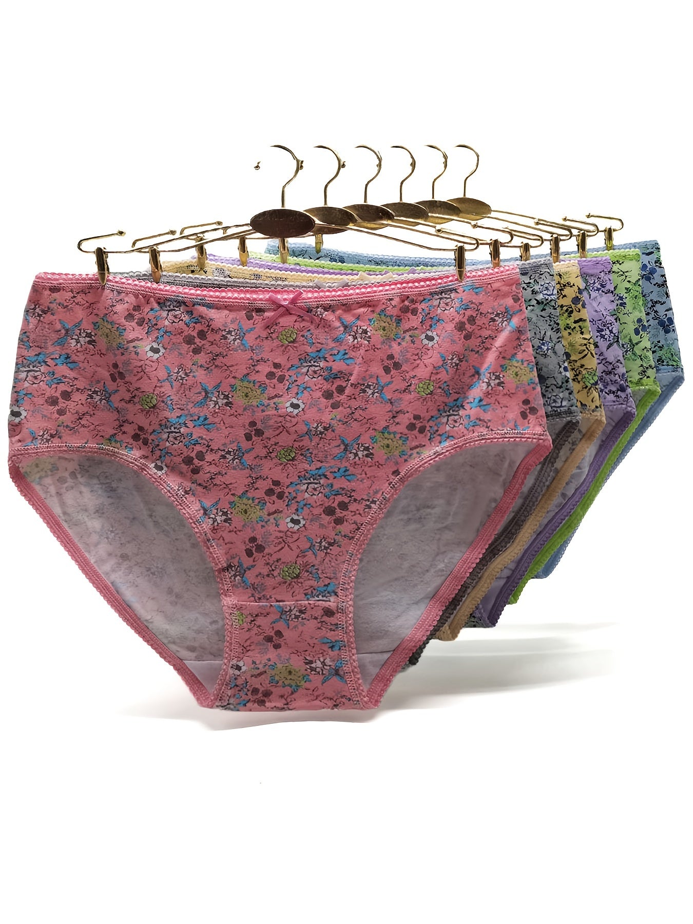 6pcs Floral Print Briefs Comfy & Breathable Intimates Panties