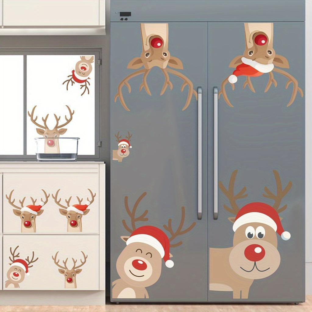 Christmas Reindeer Wall Decal Happy Cartoon Reindeer Wall Mural