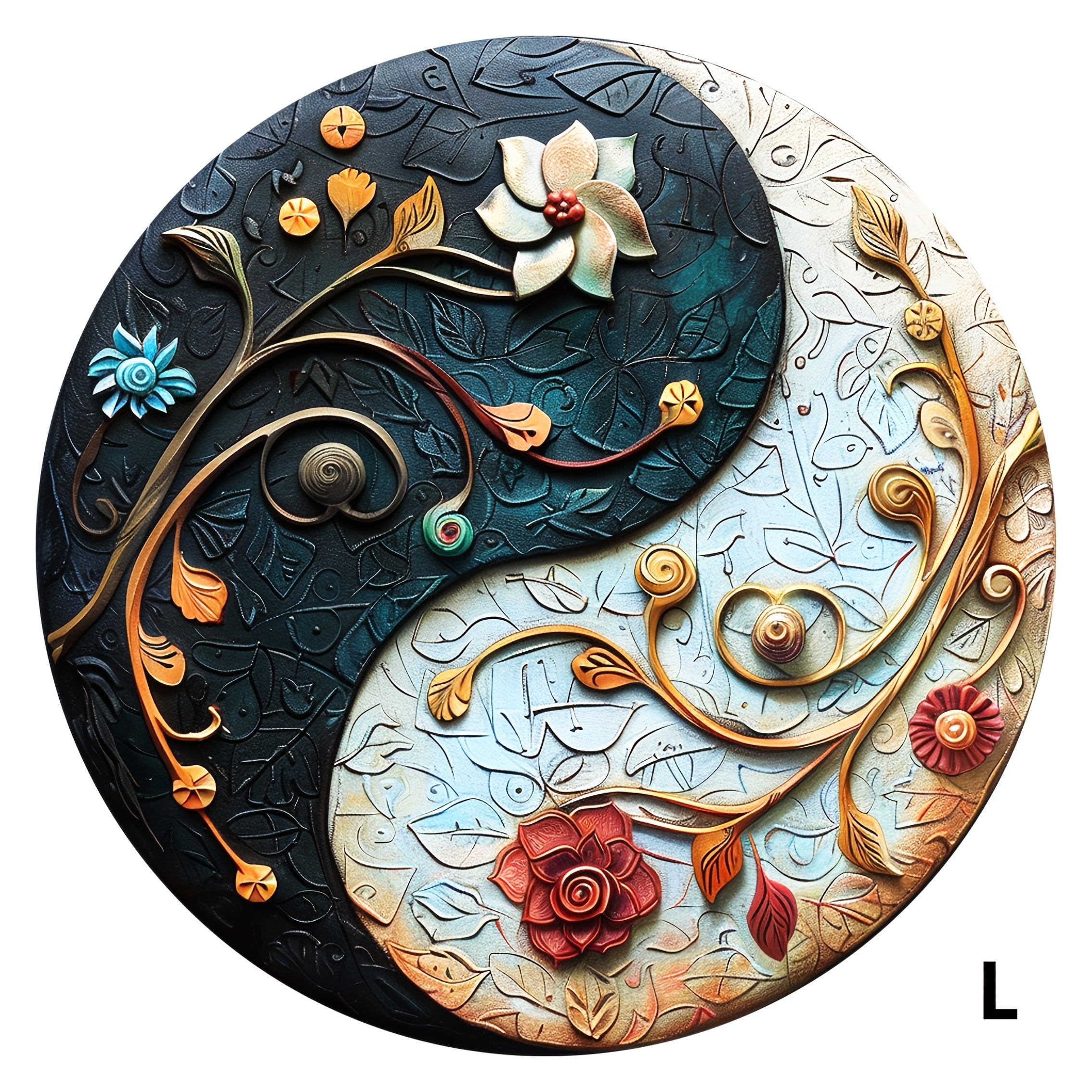 Yin Yang Floral Puzzle Decorative Art Painting