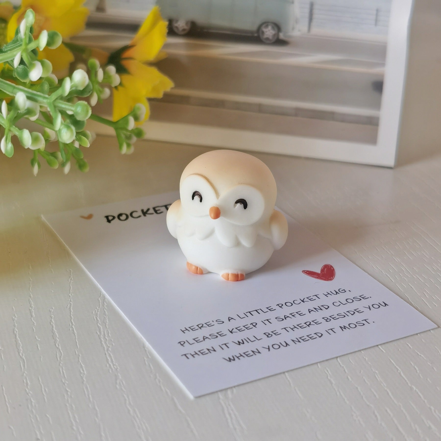 Owl Pocket Hug Small Card Inspirational Small Greeting Card