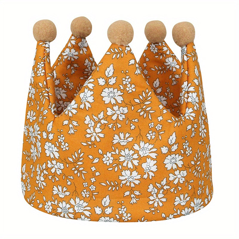 Baby Birthday Floral Crown Hat With Pom Pom Gift