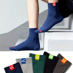 Men's Solid Crew Socks Breathable Comfy Casual Unisex Outdoor All Seasons