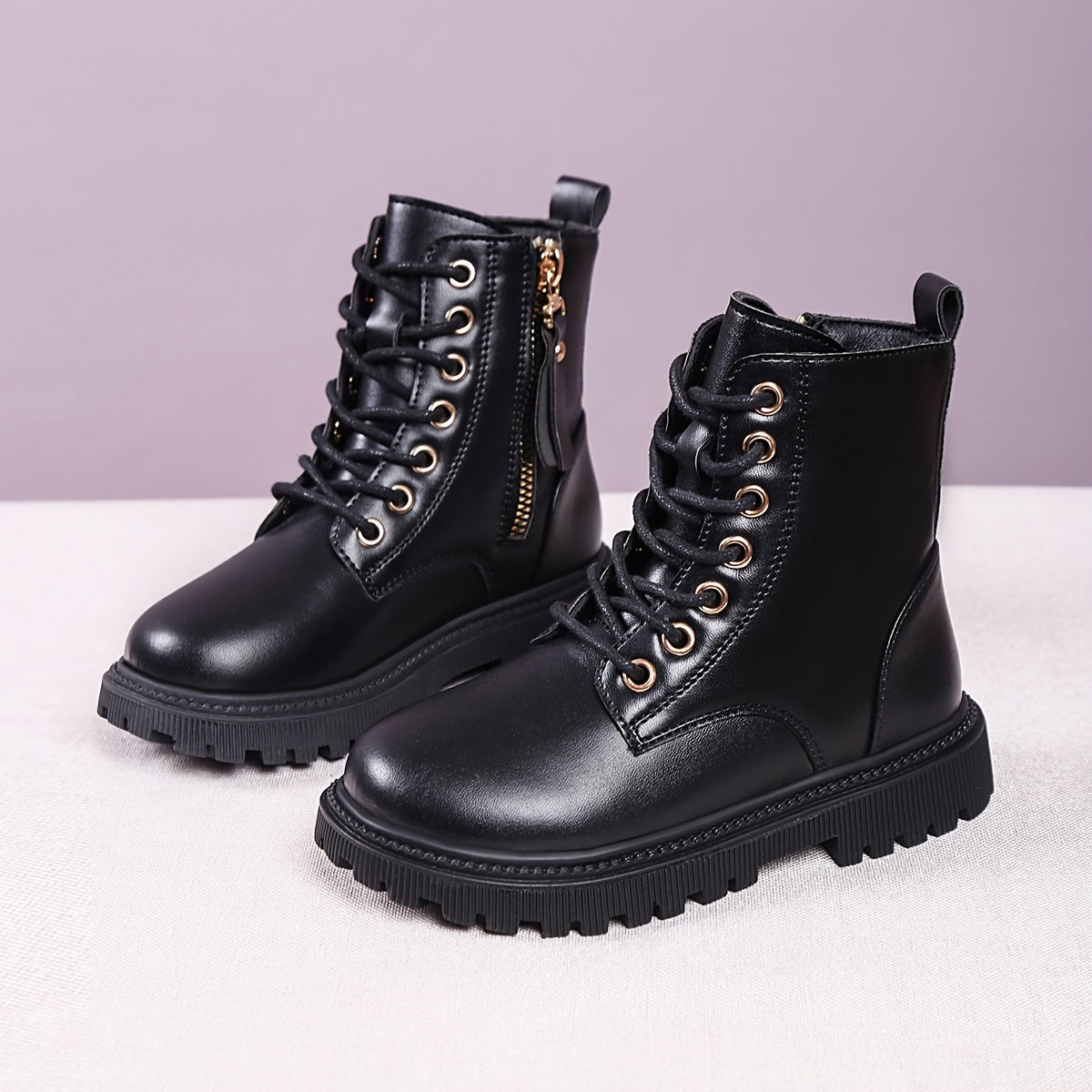 Stylish Girls' High Top Leather Combat Boots for Fall Winter