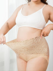 4 Pack Plus Size Lace High Waist Briefs Set