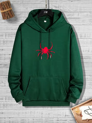 Spider Print Graphic Hoodie Men's Pullover for Halloween