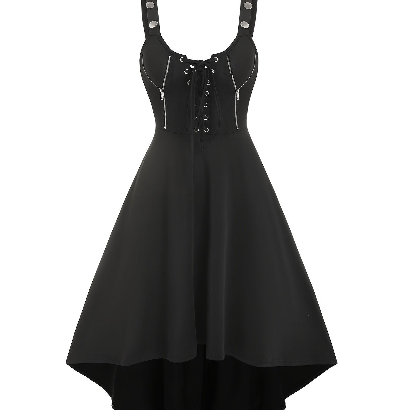 Zipper Tie Front Dress Casual Backless Solid Midi Dress Women's Clothing