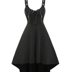 Zipper Tie Front Dress Casual Backless Solid Midi Dress Women's Clothing