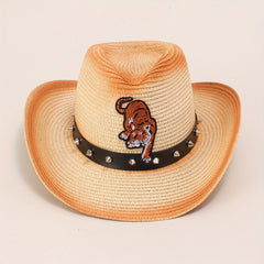 Gradient Jazz Cowboy Straw Hat Outdoor Fishing Sun Hat Men's Beach Hat