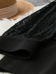 Lace Sleeve Lapel Collar Blazer