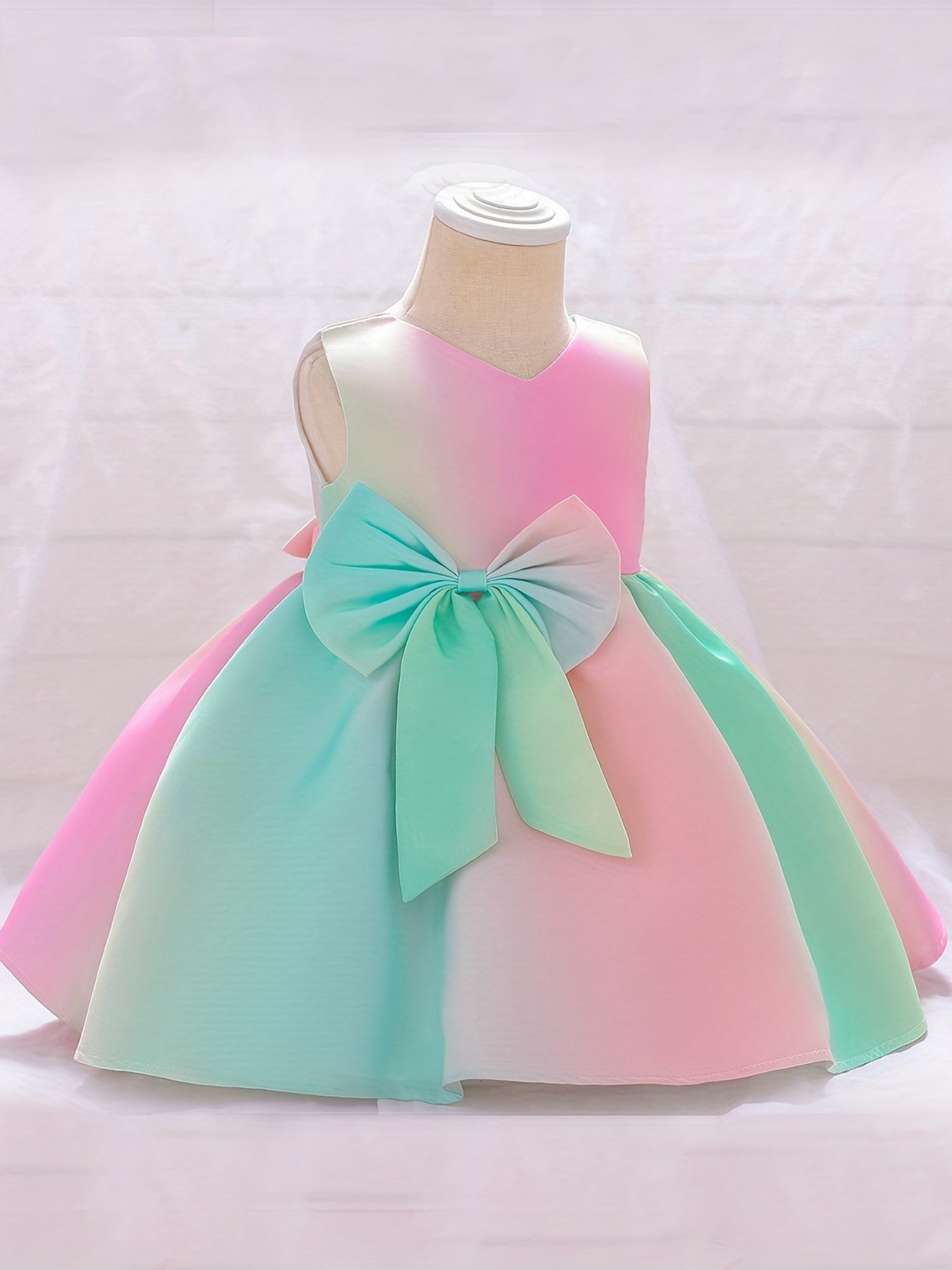 Toddler Girls Sleeveless Bow Princess Gown Dress for Party