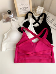 3pcs Girl's Ribbed Camisole Underwear with Chest Pad No Steel Ring Bralette