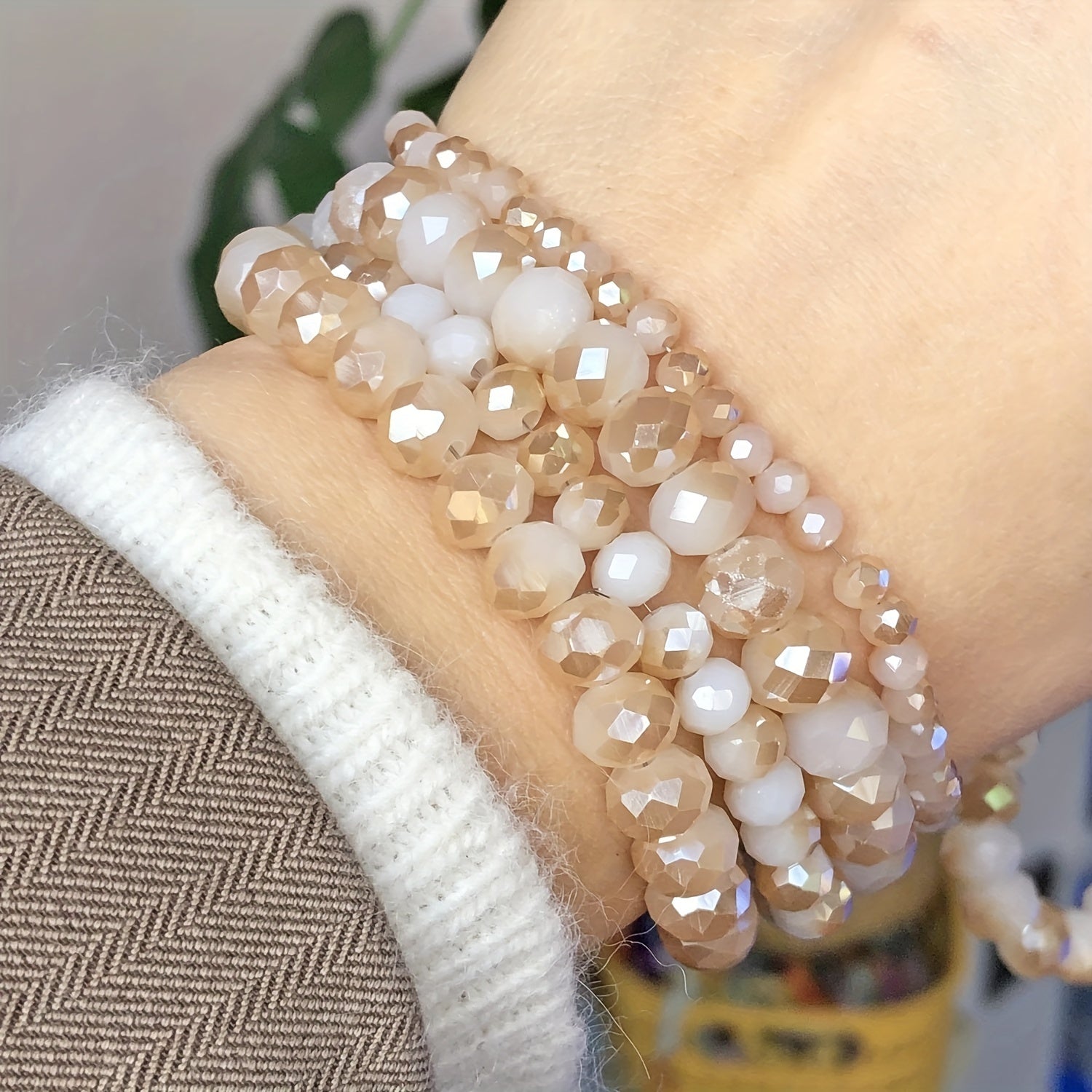 Porcelain Brown Rondelle Crystal Glass Beads