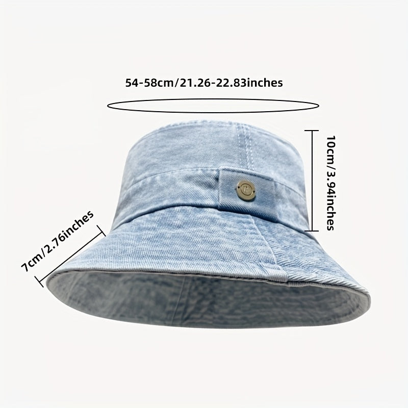 Unisex Denim Bucket Hat Washed Distressed Hip Hop Couple Basin Hat