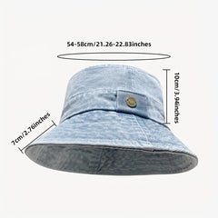 Unisex Denim Bucket Hat Washed Distressed Hip Hop Couple Basin Hat