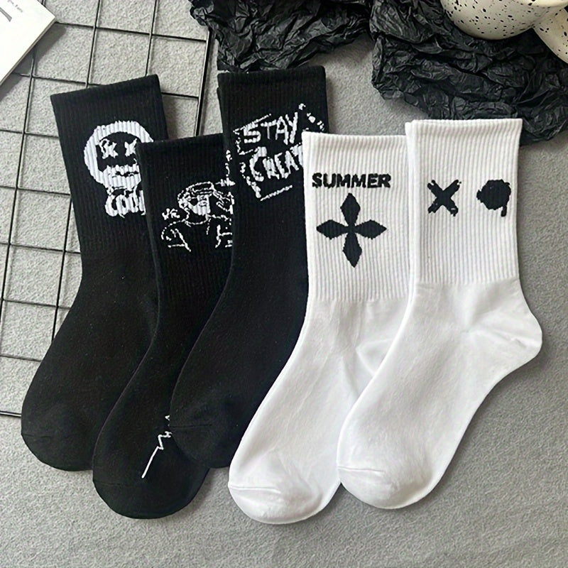 Men's Street Style Crew Socks Breathable Soft Casual Socks