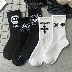 Men's Street Style Crew Socks Breathable Soft Casual Socks
