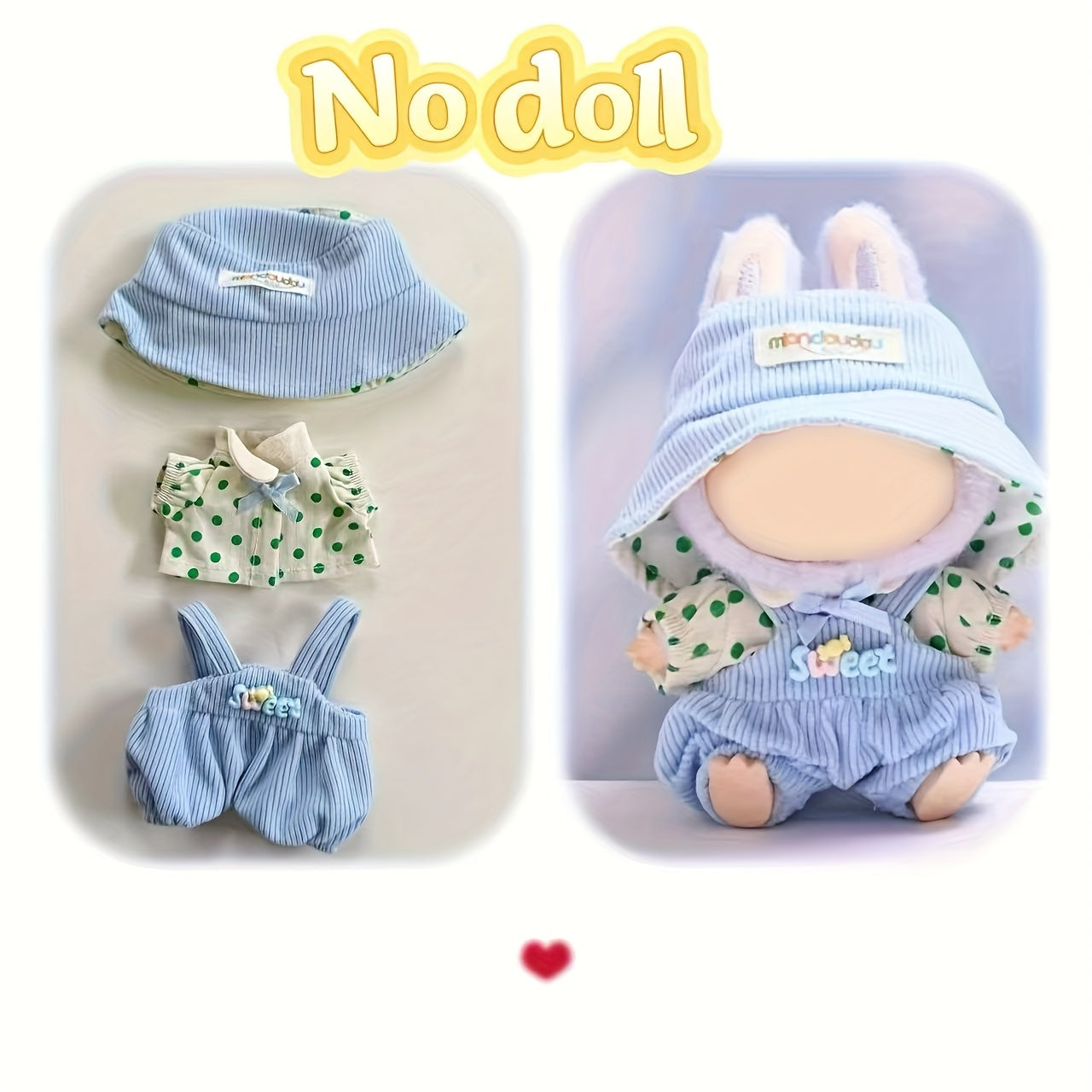 3pcs Morandi Casual Set for Dolls - Mini Doll Outfit Set with Removable Straps