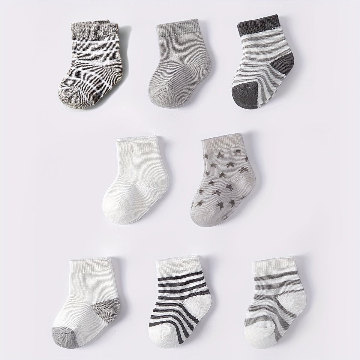8 Pairs Infants & Toddlers Star & Stripe Socks Spring Autumn