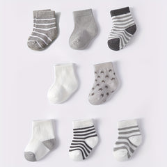 8 Pairs Infants & Toddlers Star & Stripe Socks Spring Autumn