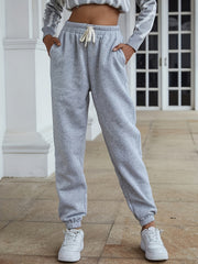 Casual Fleece Elastic Waist Sweatpants for Women