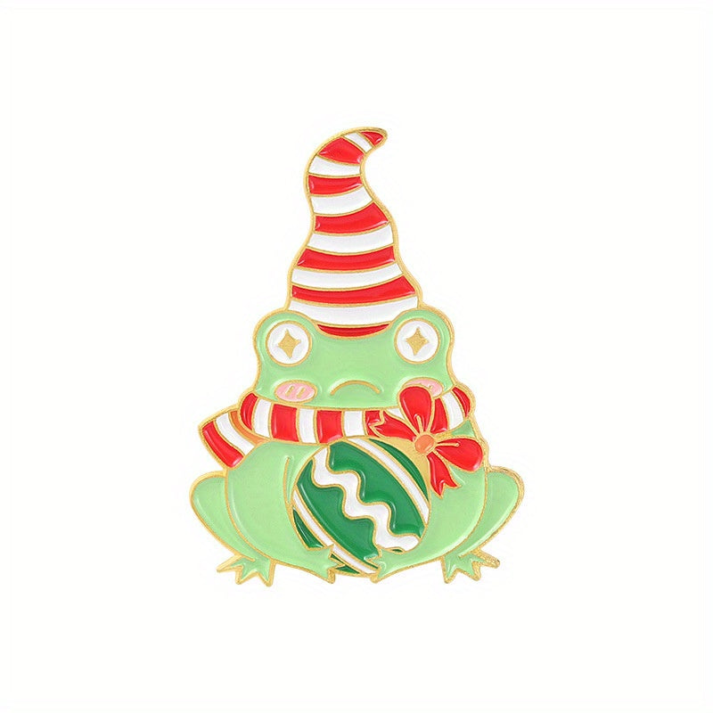 Christmas Frog Brooch Pin Cartoon Toad Animal Lapel Pin For Women