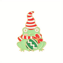 Christmas Frog Brooch Pin Cartoon Toad Animal Lapel Pin For Women