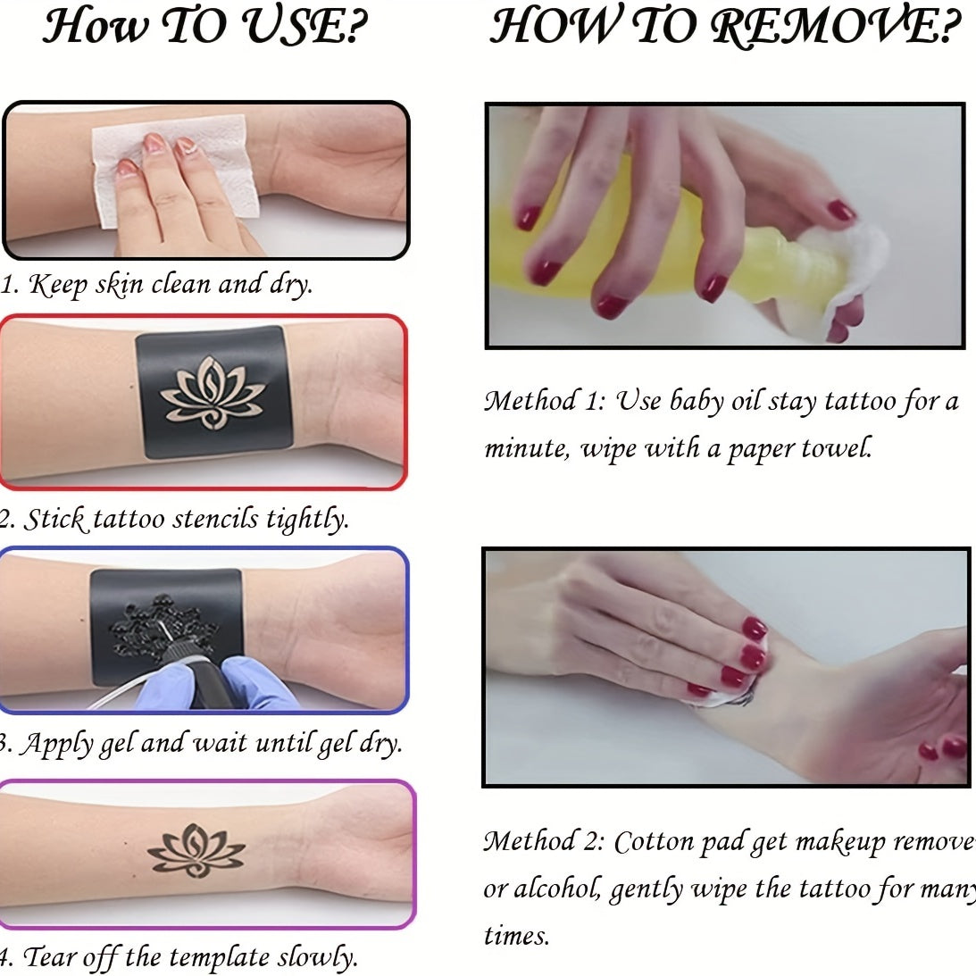 Waterproof Temporary Tattoo Kit, Lasts 3-7 Days, 39 Stencils, 6 Ink Bottles