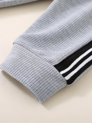 Boys Waffle Hoodie & Pants Set Casual Sports Outfit