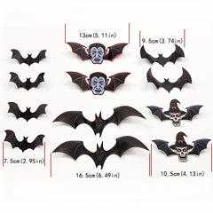 12pcs Halloween Pumpkin Wall Sticker & 3D Bat Decoration