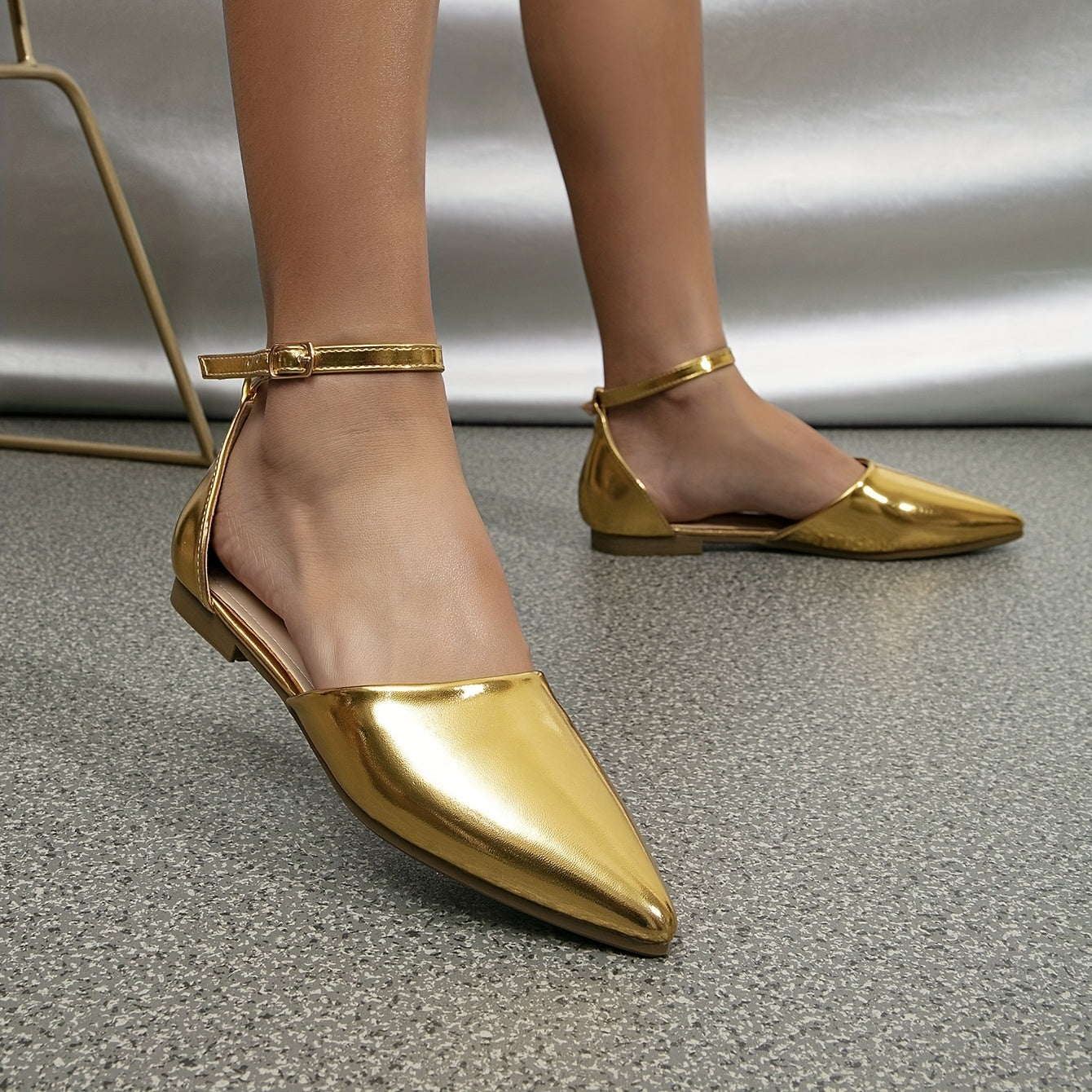Women's Pointed Toe Strap Flat Shoes