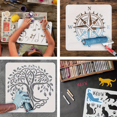 Plastic Stencils Templates for Painting on Scrapbook Fabric Tiles Floor Wood