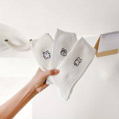 Cartoon Embroidery Socks All match Women's Stockings
