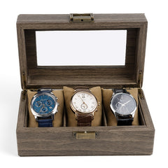 3 Tier Watch Gift Storage Box Hinged Wood Grain Crafts Watch Box