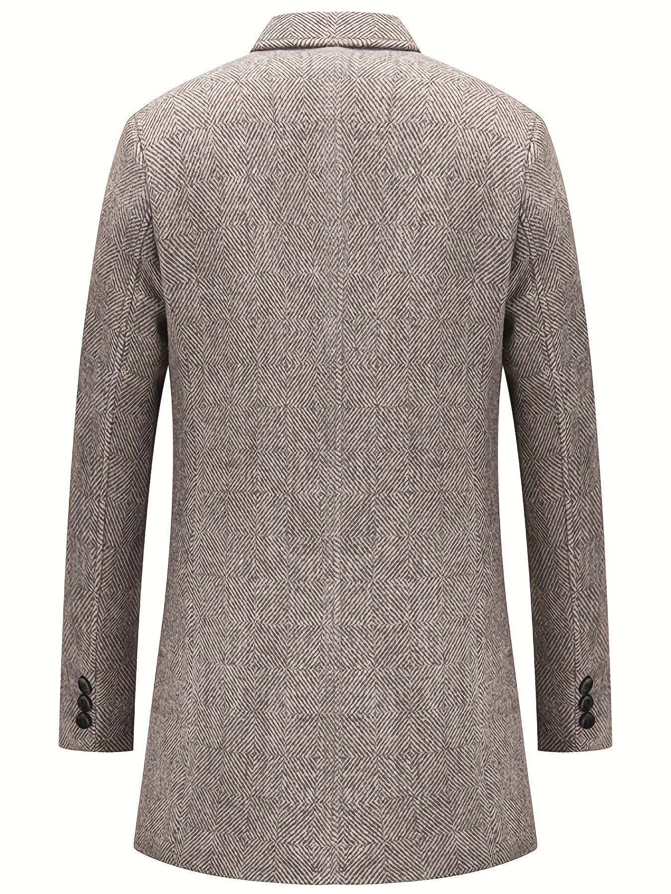 Men's Semi-Formal Mid-Length Button-Up Lapel Coat for Fall/Winter Business