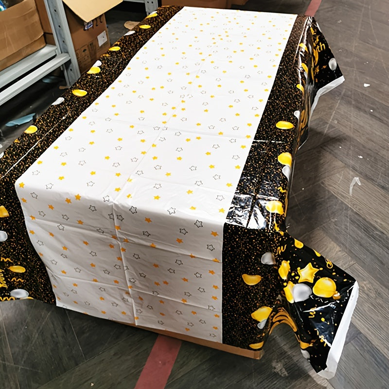 Golden Happy 30th Birthday Tablecloth Rectangular Party Table Cover