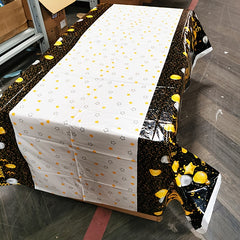 Golden Happy 30th Birthday Tablecloth Rectangular Party Table Cover