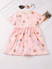 Toddler Girls Bee Floral Print Dress With Pocket