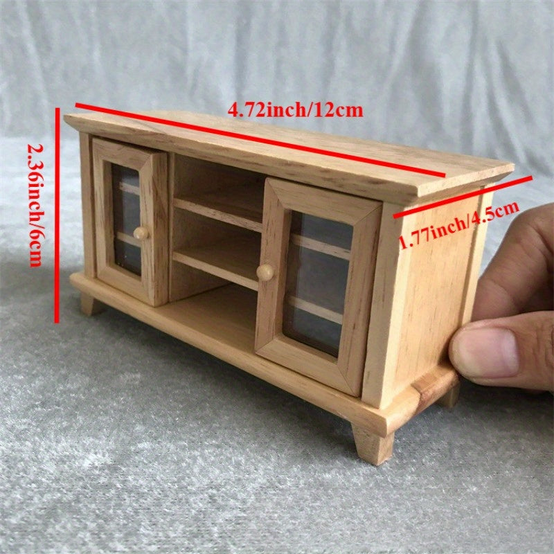 Dollhouse Mini Furniture Wooden TV Cabinet Storage Mini Villa Living Room Decor