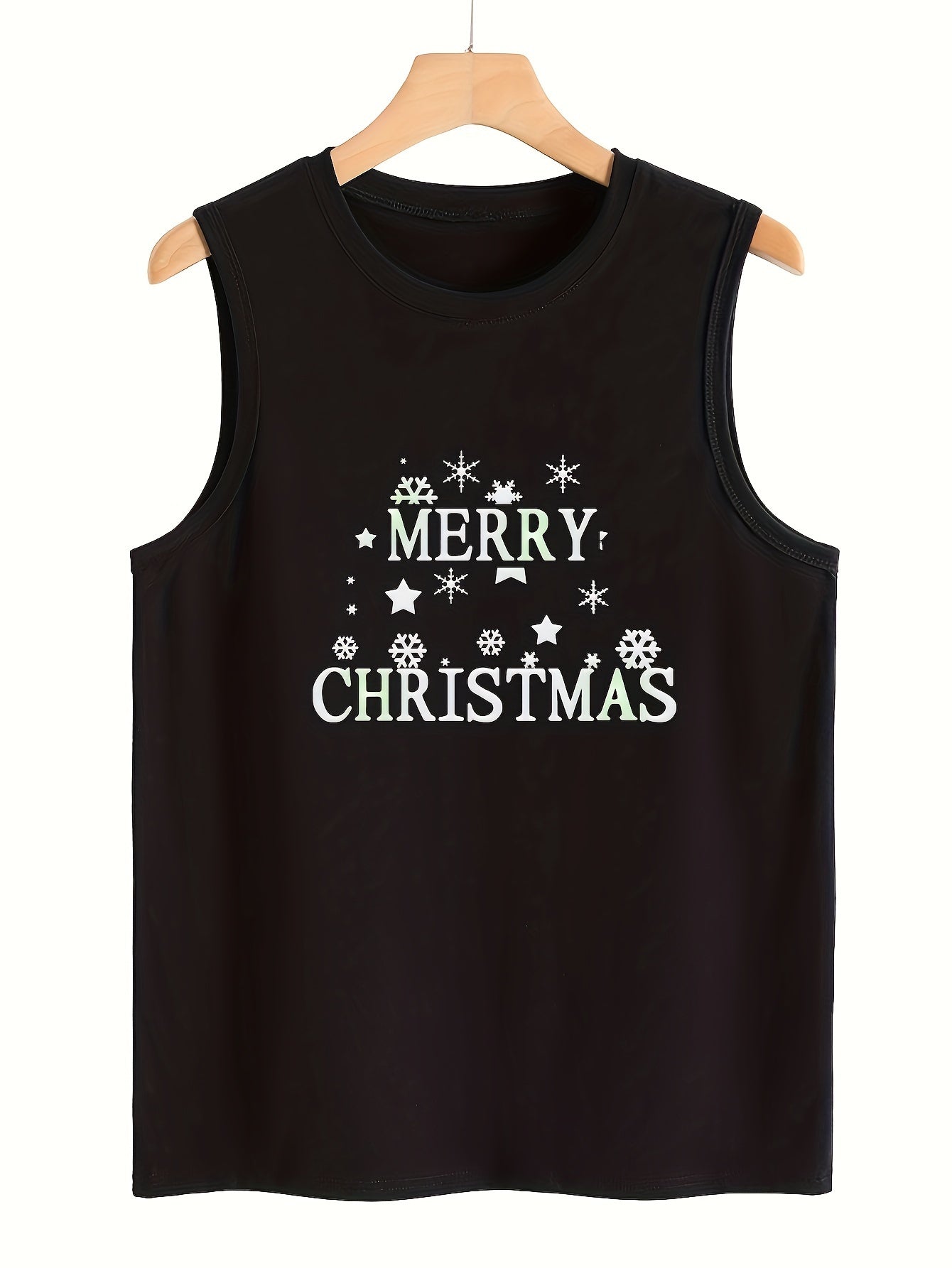 Christmas Print Tank Top Sleeveless Loose Casual Sports Top