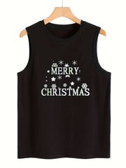 Christmas Print Tank Top Sleeveless Loose Casual Sports Top